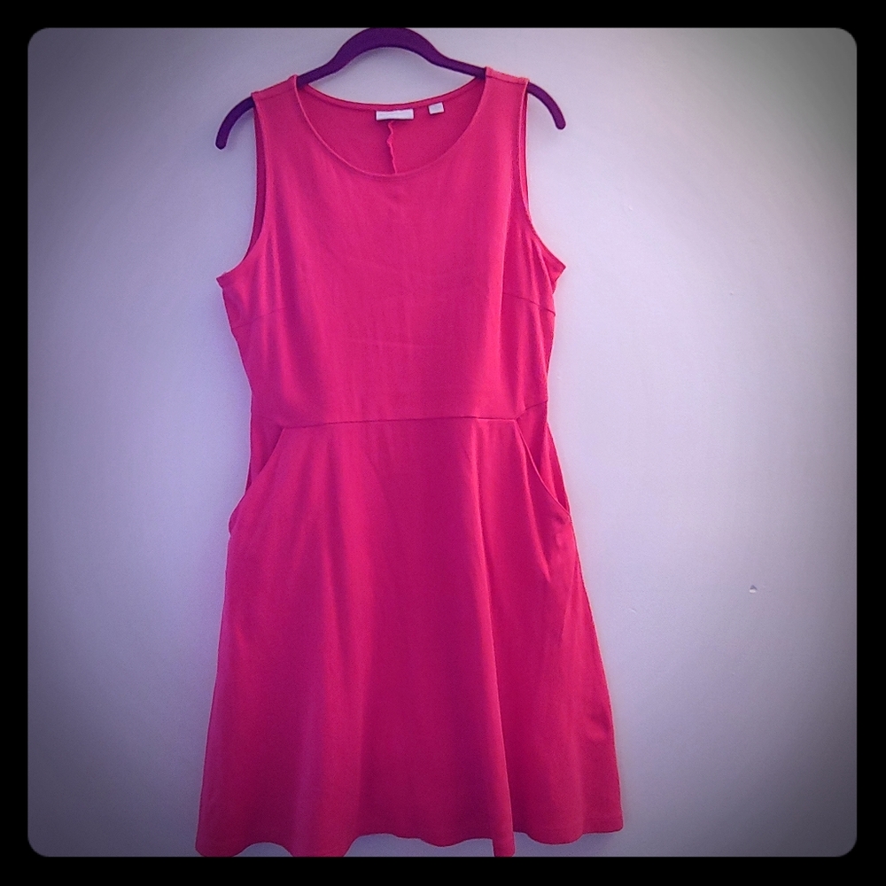 NY&Co Pink Cotton Fit & Flare Dress w/ Pockets